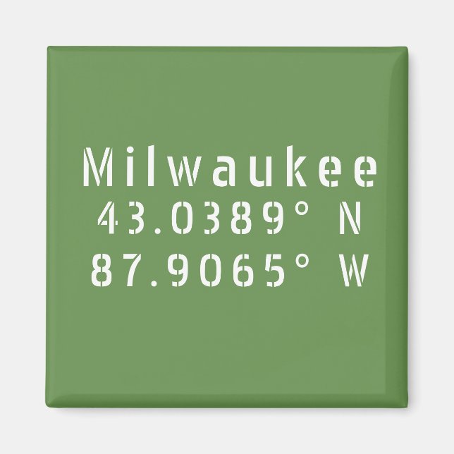 Imã Latitude e Longitude de Milwaukee (Frente)