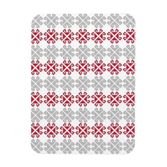 Ímã Latvian red and gray geometric Moon cross (Vertical)