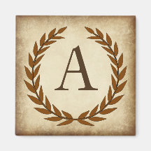 Laurel Wreath Aged Papyrus Monograma Inicial A