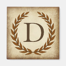 Laurel Wreath Aged Papyrus Monograma Inicial D