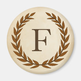 Imã Laurel Wreath on Parchment Monogram Initial F