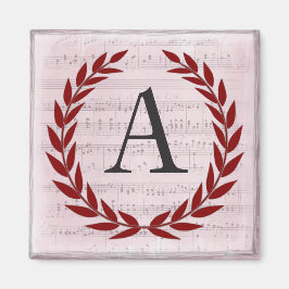 Imã Laurel Wreath Sheet Music Monograma Inicial A