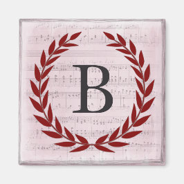 Imã Laurel Wreath Sheet Music Monograma Inicial B