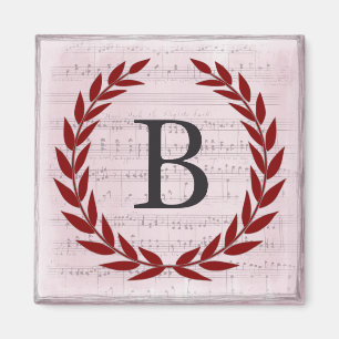 Imã Laurel Wreath Sheet Music Monograma Inicial B