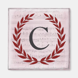 Imã Laurel Wreath Sheet Music Monograma Inicial C