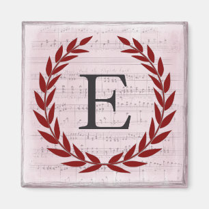 Imã Laurel Wreath Sheet Music Monograma Inicial E