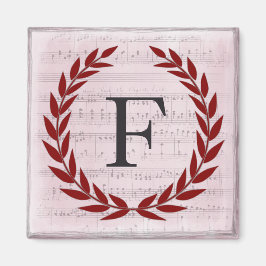 Imã Laurel Wreath Sheet Music Monograma Inicial F