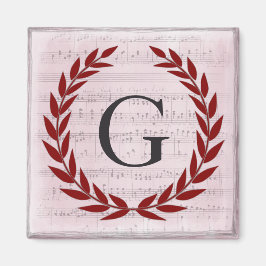 Imã Laurel Wreath Sheet Music Monograma Inicial G