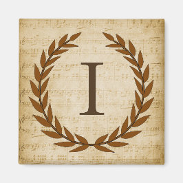 Imã Laurel Wreath Sheet Music Monograma Inicial I
