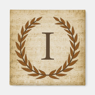 Imã Laurel Wreath Sheet Music Monograma Inicial I