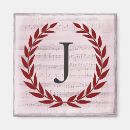 Imã Laurel Wreath Sheet Music Monograma Inicial J