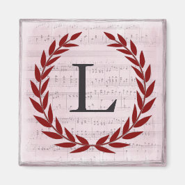 Imã Laurel Wreath Sheet Music Monograma Inicial L