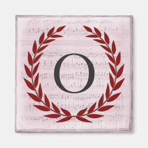 Imã Laurel Wreath Sheet Music Monograma Inicial O