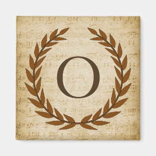 Imã Laurel Wreath Sheet Music Monograma Inicial O