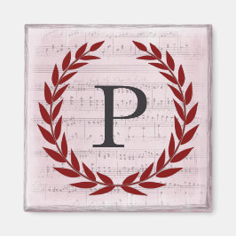 Imã Laurel Wreath Sheet Music Monograma Inicial P