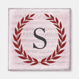 Imã Laurel Wreath Sheet Music Monograma Inicial S