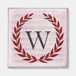 Imã Laurel Wreath Sheet Music Monograma Inicial W