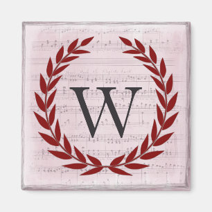 Imã Laurel Wreath Sheet Music Monograma Inicial W