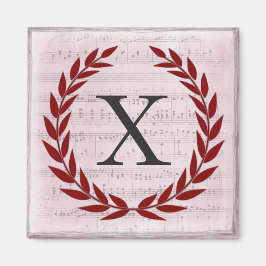 Imã Laurel Wreath Sheet Music Monograma Inicial X