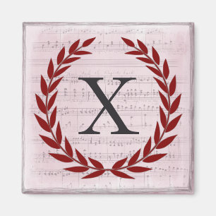 Imã Laurel Wreath Sheet Music Monograma Inicial X