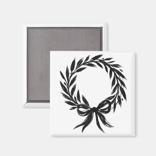 Imã Laurel Wreath with Bow – Botanical Emblem on  (Front/Back)