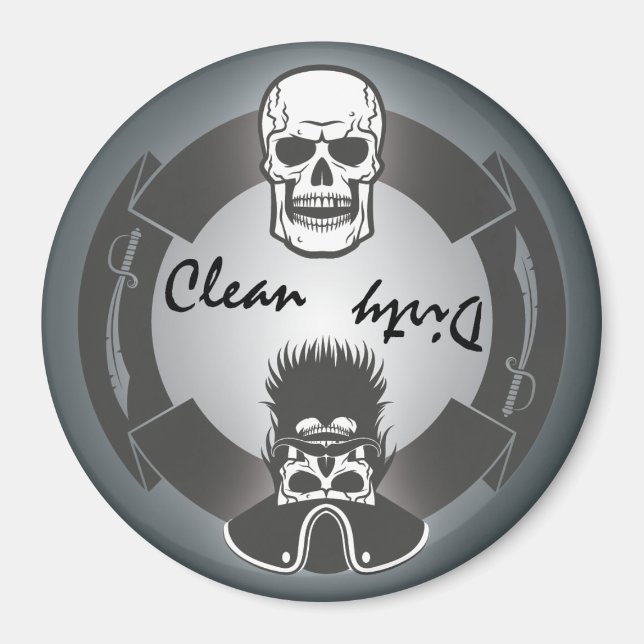 Imã Lava-louça limpa de esqueleto pirata (Frente)