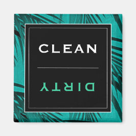 Imã Lava-louça limpa/suja | Palma tropical de turquesa