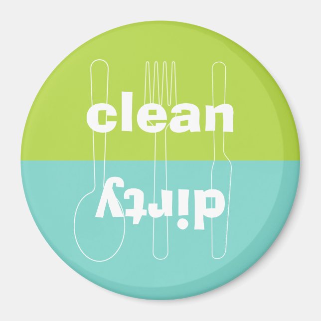 Imã Lava-louça verde azul limpa e limpa moderna (Frente)