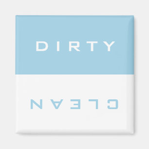 Imã Lavadora de louça brilhante azul e branca suja/li