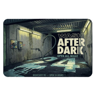 Ímã Lavagem de Carros Retro Wash After Dark 4x6 Magnet