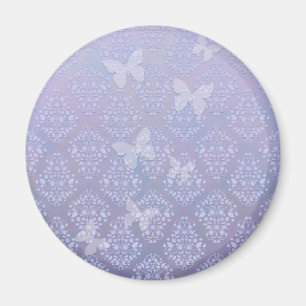 Imã Lavanda Borboletas Azul Pálido Damasco