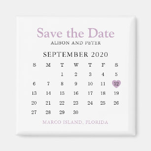 Imã Lavanda Calendário Coração Casamento Salvar a D