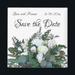 Imã Lavanda Eucalyptus rosas brancas verde<br><div class="desc">Um design elegante e vintage com eucalipto,  lavanda,  rosas brancas e verde - personalizável - adicione seu próprio texto -</div>