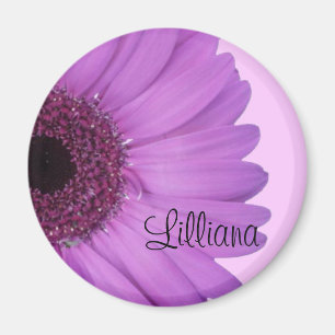 Imã Lavanda Gerbera Daisy Round Magnet
