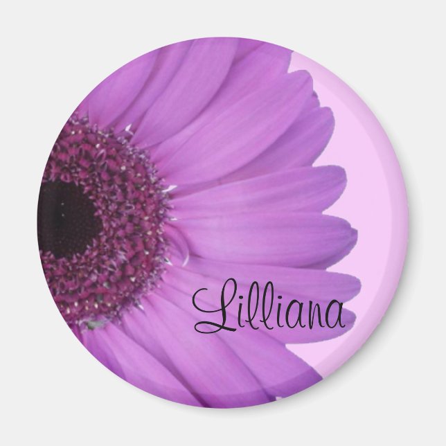 Imã Lavanda Gerbera Daisy Round Magnet (Frente)