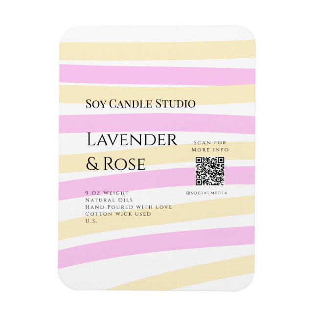 Ímã Lavanda soy candela com rosa adicione q r código t (Vertical)