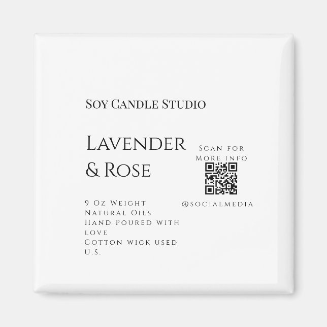 Imã Lavanda soy candela com rosa adicione q r código t (Frente)