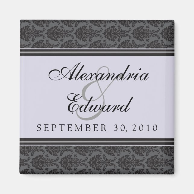 Imã Lavanda Vintage Damask  Favor Magnet (Frente)
