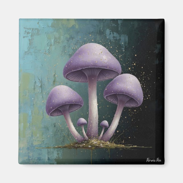 Imã Lavender Fungus - Vintage Botanical Art Magnet (Frente)