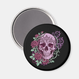 Imã Lavender Skull With Roses Goth Design