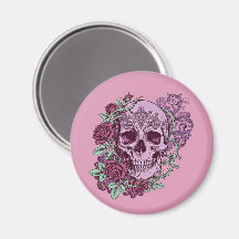 Lavender Skull With Roses Goth Design