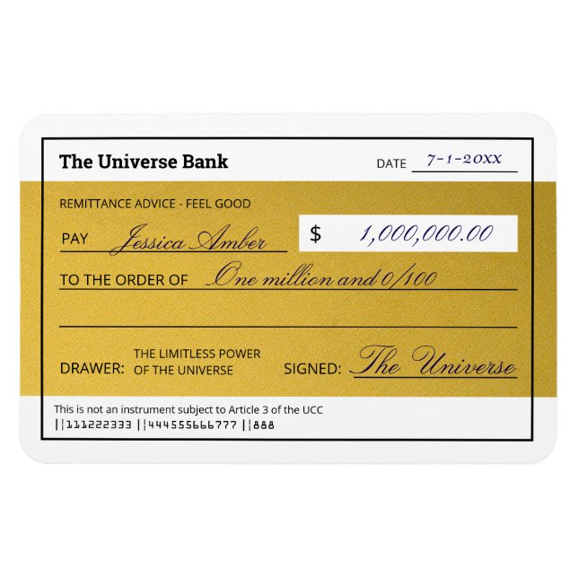 Ímã Law of Attraction Elegant Gold Abundance Check (Horizontal)