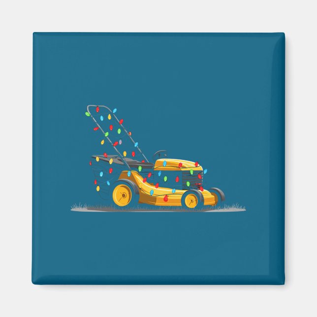 Imã Lawn Mower Christmas Graphics Lights Lover Mowing  (Frente)