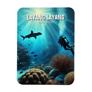 Ímã Layang Layang Malásia Scuba Diver Hammerhead