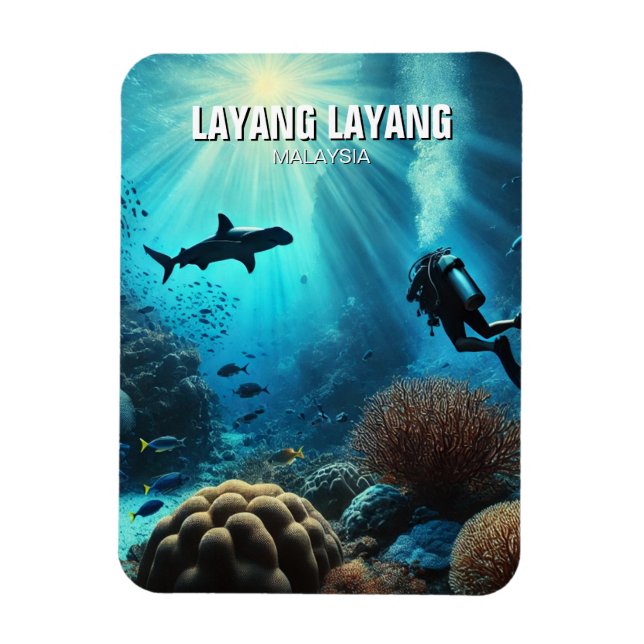 Ímã Layang Layang Malásia Scuba Diver Hammerhead (Vertical)