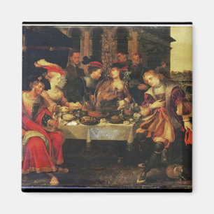 Imã Lazarus na mesa de homem rico, 1618 (óleo no canv
