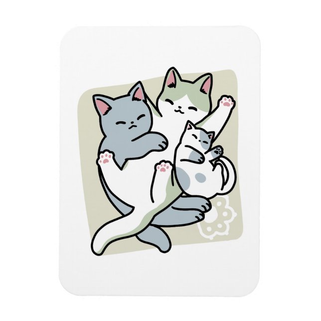 Ímã Lazer - Design de Gatos Preguiçosos (Vertical)