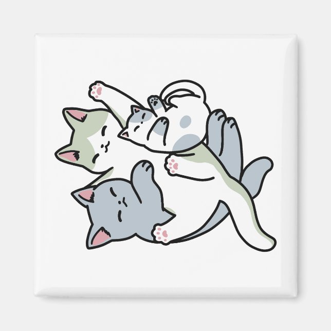 Imã Lazer - Design de Gatos Preguiçosos (Frente)