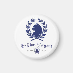 Imã Le Chat d'Argent Paris Ímã Redondo   Clássico Azul