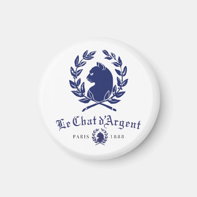 Imã Le Chat d'Argent Paris Ímã Redondo | Clássico Azul (Frente)
